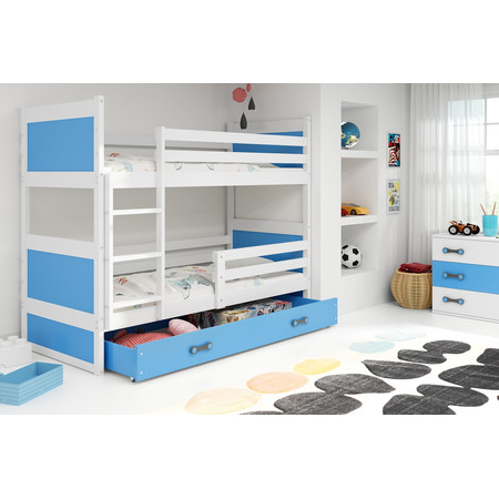 Gyerek emeletes ágy RICO 200x90 cm Kék Fehér