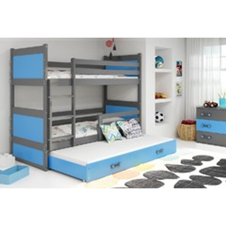 Gyerek emeletes ágy kihúzható ággyal RICO 190x80 cm Kék Szürke