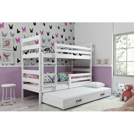 Gyerek emeletes ágy kihúzható ággyal ERYK 160x80 cm Fehér Fehér