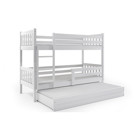 Gyermek emeletes ágy kihúzható ággyal CARINO 190x80 cm Fehér
