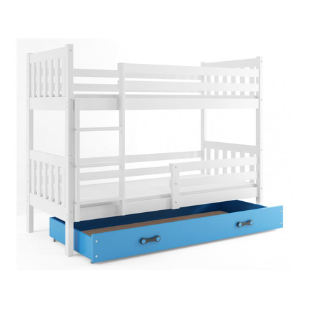 Gyermek emeletes ágy CARINO tárolóhellyel 80x190 cm - fehér Kék