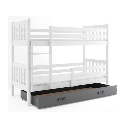 Gyermek emeletes ágy CARINO tárolóhellyel 80x190 cm - fehér Szürke