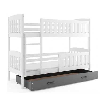 Gyerek emeletes ágy KUBUS tárolóhellyel 80x190 cm - fehér Szürke