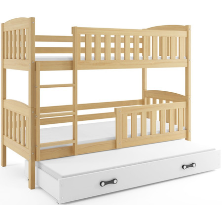 Gyerek emeletes ágy KUBUS kihúzható ággyal 90x200 cm - fenyő Fehér