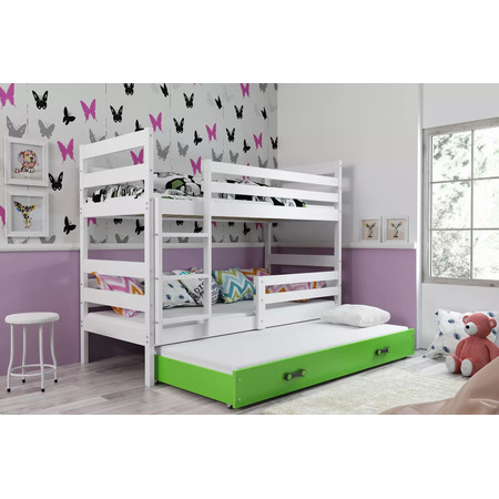 Gyerek emeletes ágy ERYK kihúzható ággyal 80x190 cm - fehér