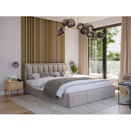 Kárpitozott ágy MOON mérete 140x200 cm Krém színű
