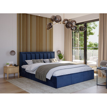 Kárpitozott ágy MOON mérete 180x200 cm Sötét kék