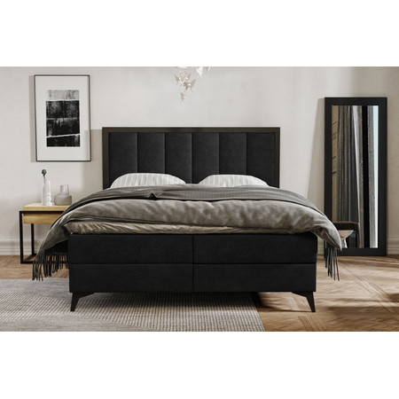 Kárpitozott ágy LOFT mérete 140x200 cm - fekete
