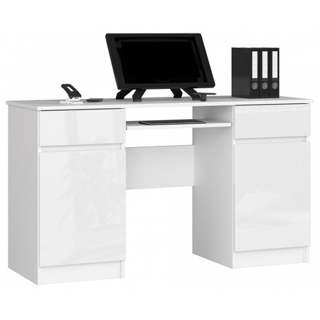 Számítógép asztal A5 - fehér/fehér fényes