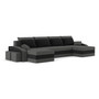 SPARTAN U alakú kinyitható kanapé két puffal Szürke / fekete