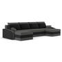 SPARTAN U alakú kinyitható kanapé Szürke / fekete