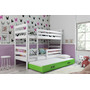 Gyerek emeletes ágy kihúzható ággyal ERYK 200x90 cm Zöld Fehér