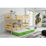 Gyerek emeletes ágy kihúzható ággyal ERYK 190x80 cm Zöld Fenyő