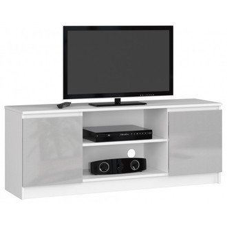RTV K140 TV-asztal (fényes metál/fehér)