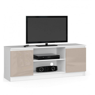 RTV K140 TV-asztal (fényes cappuccino/fehér)