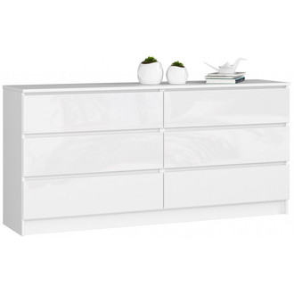 K160 6SZ komód, fényes fehér/fehér