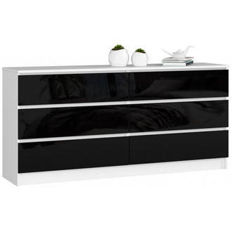 K160 6SZ komód, fényes fekete/fehér