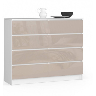 K120 8SZ komód, fényes cappuccino/fehér