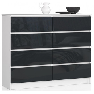 K120 8SZ komód, fényes grafit/fehér