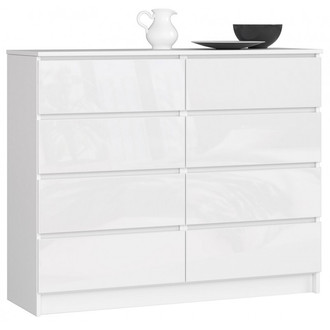 K120 8SZ komód, fényes fehér/fehér