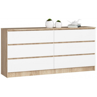 K160 6SZ komód, sonoma tölgy / fehér színben