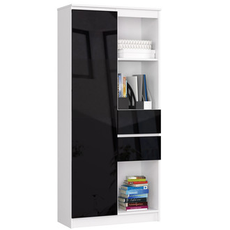 R15 R80 1D 2SZ polcos szekrény – fehér/fekete