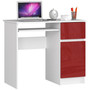 PIKSEL Számítógép asztal (fehér/fényes piros, jobb oldali kivitel)