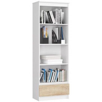 Regál R60 1SZ 4P – fehér/sonoma tölgy.