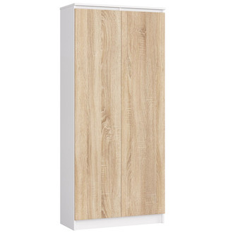 Polc R 80 cm CLP 2 ajtóval, 8 polccal, fehér/sonoma tölgy