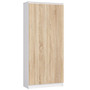 Polc R 80 cm CLP 2 ajtóval, 8 polccal, fehér/sonoma tölgy