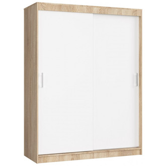 CLP MONO 150 cm-es tolóajtós ruhásszekrény, sonoma tölgy/fehér.