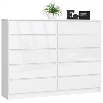 K160 10SZ komód – magasfényű fehér