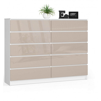 K160 10SZ komód – fehér / cappuccino magasfényű kivitelben