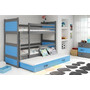 Gyerek emeletes ágy kihúzható ággyal RICO 190x80 cm Kék Szürke