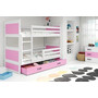 Gyerek emeletes ágy kihúzható ággyal RICO 190x80 cm Rózsaszín Fehér