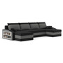 SPARTAN U alakú kinyitható kanapé polccal Fekete / szürke - galéria #1