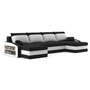 SPARTAN U alakú kinyitható kanapé polccal Fekete-fehér - galéria #2