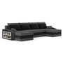SPARTAN U alakú kinyitható kanapé polccal Fekete / szürke - galéria #3