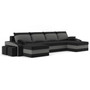 SPARTAN U alakú kinyitható kanapé két puffal Szürke / fekete - galéria #1