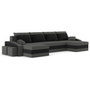 SPARTAN U alakú kinyitható kanapé két puffal Fekete / szürke - galéria #3