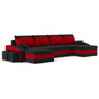 SPARTAN U alakú kinyitható kanapé két puffal Fekete /piros - galéria #4