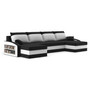 SPARTAN U alakú kinyitható kanapé két puffal, polccal Fekete-fehér - galéria #1