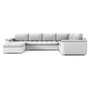 VEGAS 315/195 U alakú kinyitható kanapé Világos szürke / fehér ökobőr Bal - galéria #3