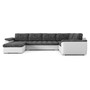 VEGAS 315/195 U alakú kinyitható kanapé Fekete / fehér ökobőr Jobb - galéria #4