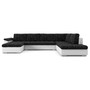 VEGAS 315/190 U alakú kinyitható kanapé Világos szürke / fekete ökobőr Bal - galéria #1