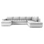 VEGAS 315/190 U alakú kinyitható kanapé Világos szürke / fehér ökobőr Bal - galéria #3