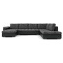 VEGAS 315/190 U alakú kinyitható kanapé Világos szürke / fekete ökobőr Jobb - galéria #5