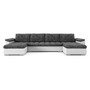 VEGAS 320/160 U alakú kinyitható kanapé Fekete / fekete ökobőr - galéria #4