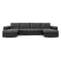 VEGAS 320/160 U alakú kinyitható kanapé Fekete / fekete ökobőr - galéria #5