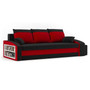 HEWLET kinyitható kanapé két puffal és polccal Fekete /piros - galéria #2